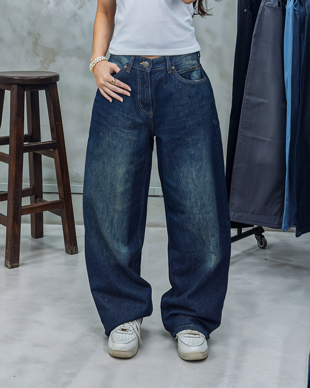 UNISEX Blue Driftwood Baggy Denim Jeans