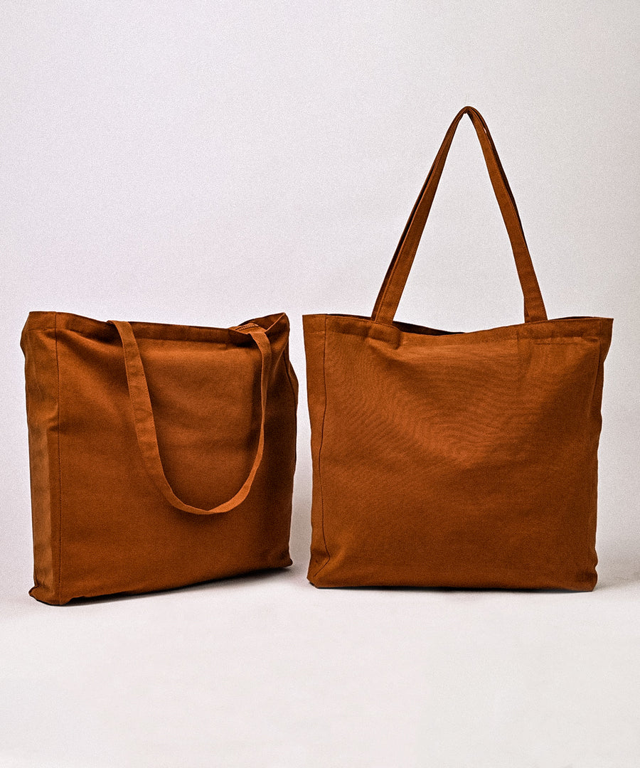 Leather Brown Basic Tote Bag