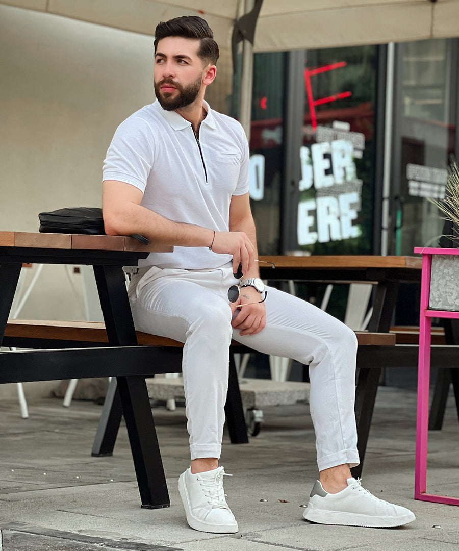 Men All White Polo Outfit Pure Elegance Men White Polo Elevate