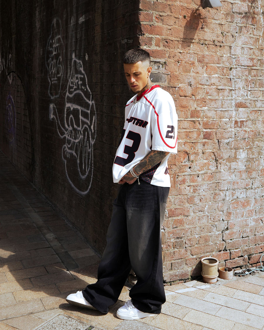 Starborn: Oversized Red & White All-Star Streetwear Jersey