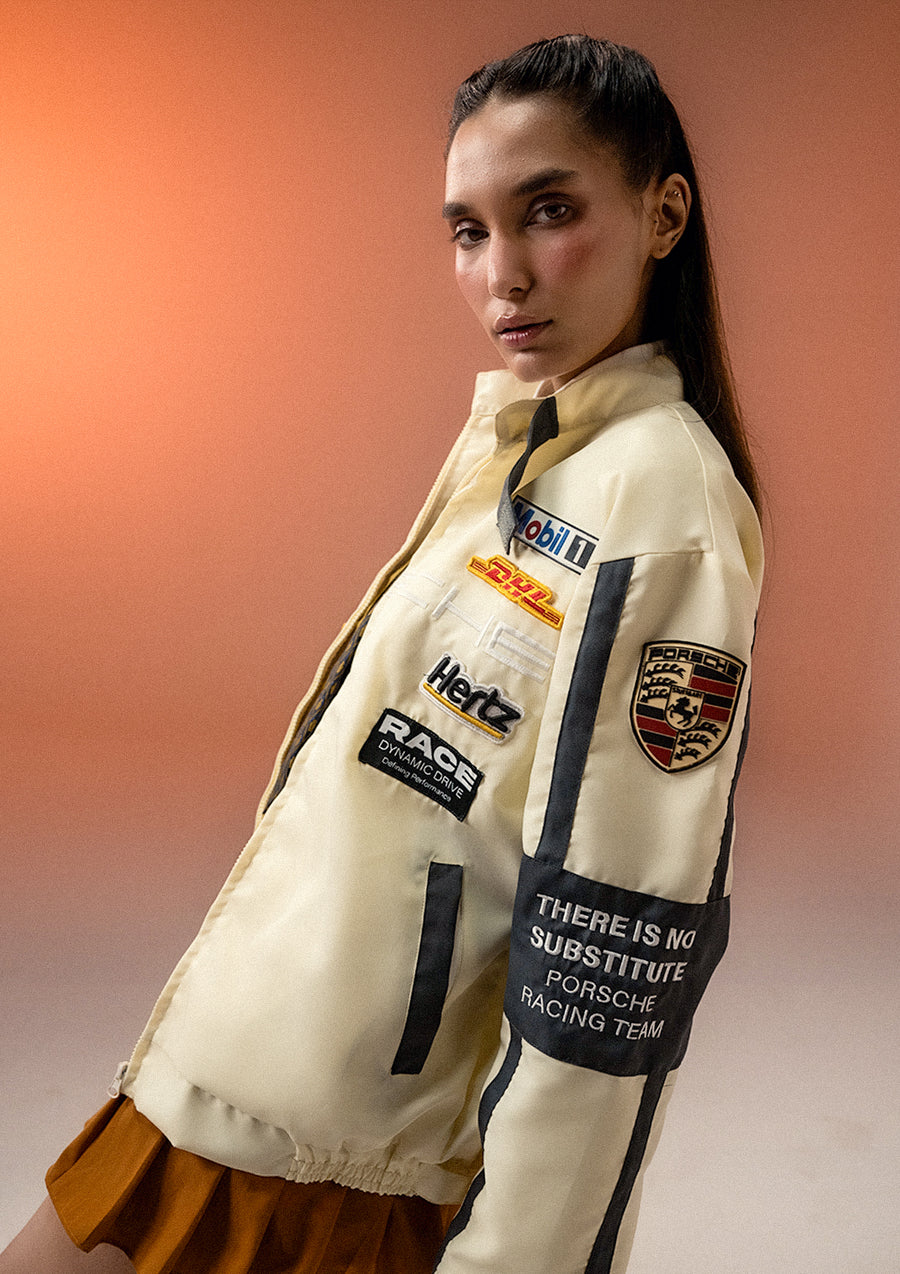 Unisex Apex Racer Beige & Grey Racer Jacket