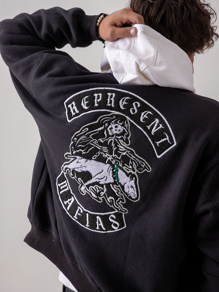 UNISEX – Black Represent Mafia Varsity Jacket