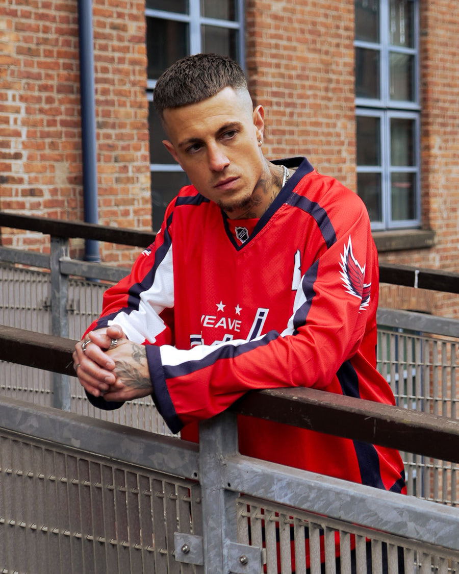 The Division: Oversized Red & Navy Varsity Streetwear Jersey