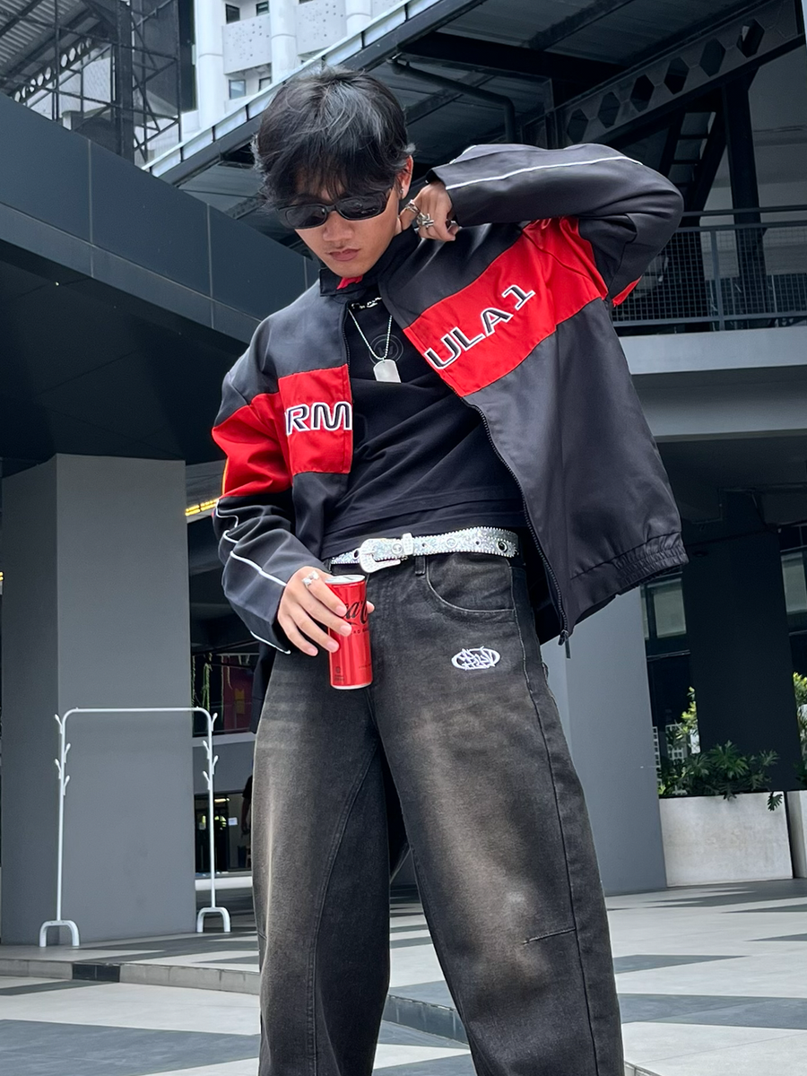 Unisex F1 Black & Red Racer Jacket