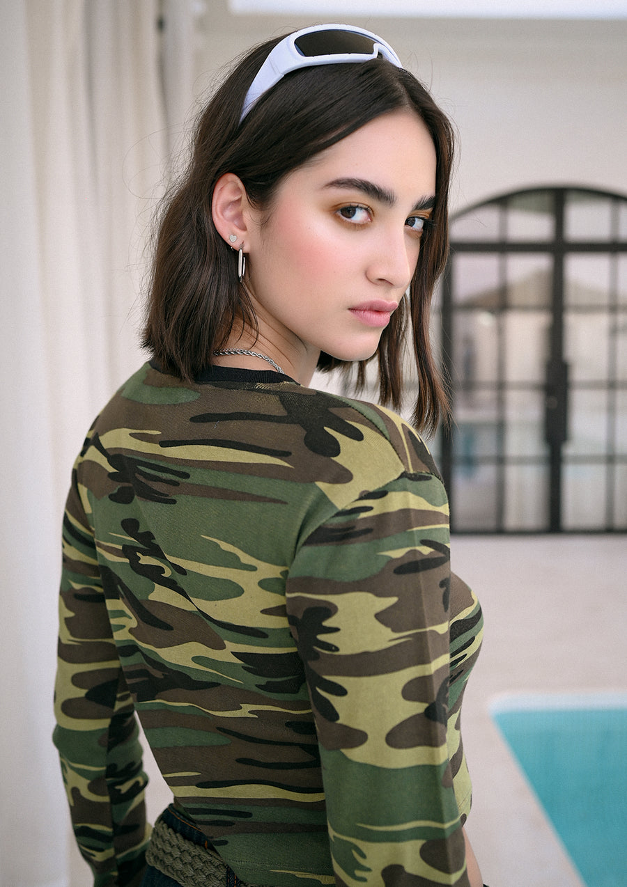 Urban Camo Ribbed Crop Top