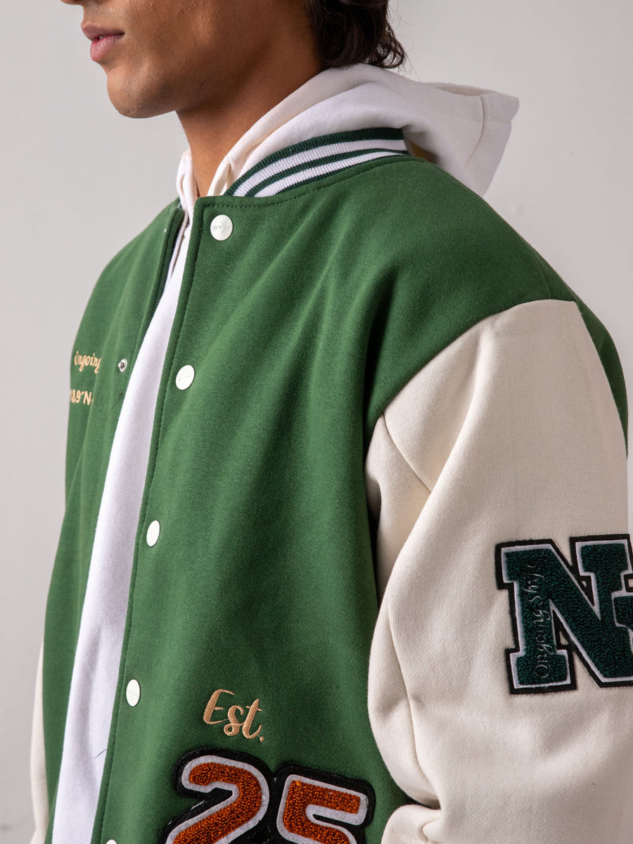 UNISEX - Green Crystal Clear Varsity Jacket