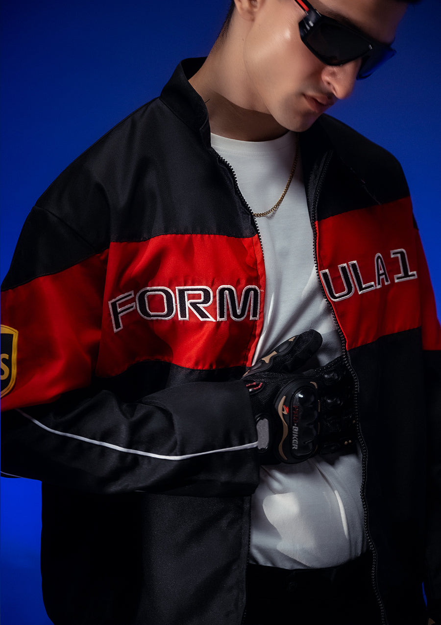 Unisex F1 Black & Red Racer Jacket