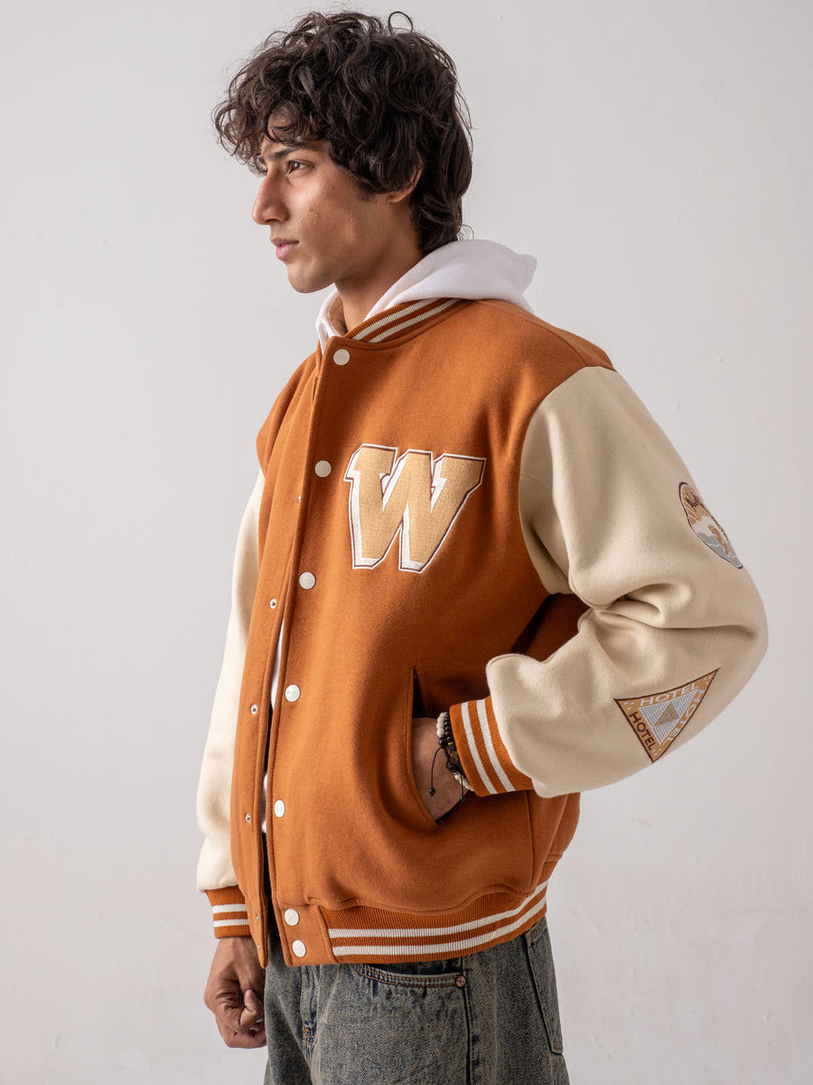 UNISEX - Brown Cherry Bomb Varsity Jacket