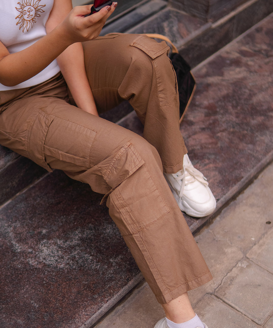 Urban Edge Brown Cargo Pants Woman – Weave Wardrobe