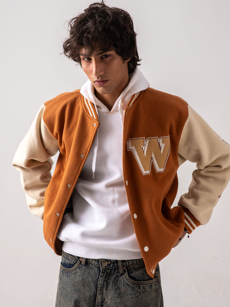 UNISEX - Brown Cherry Bomb Varsity Jacket