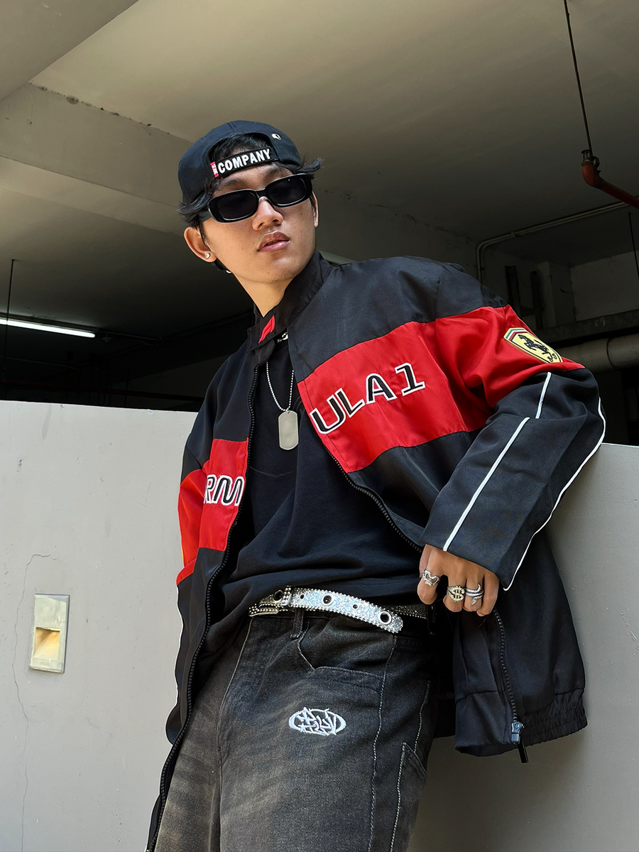 Unisex F1 Black & Red Racer Jacket