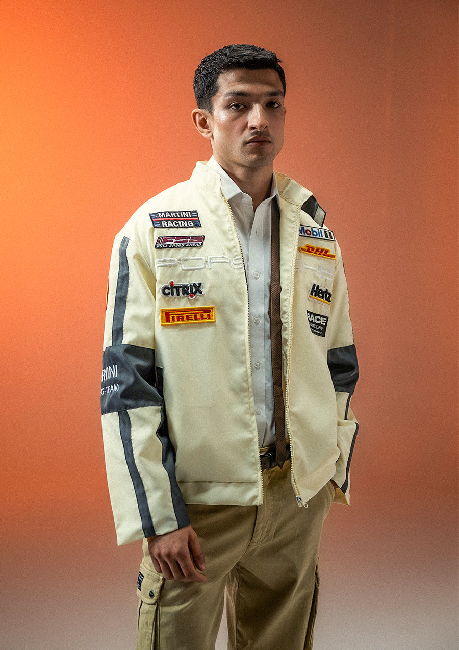 Unisex Apex Racer Beige & Grey Racer Jacket