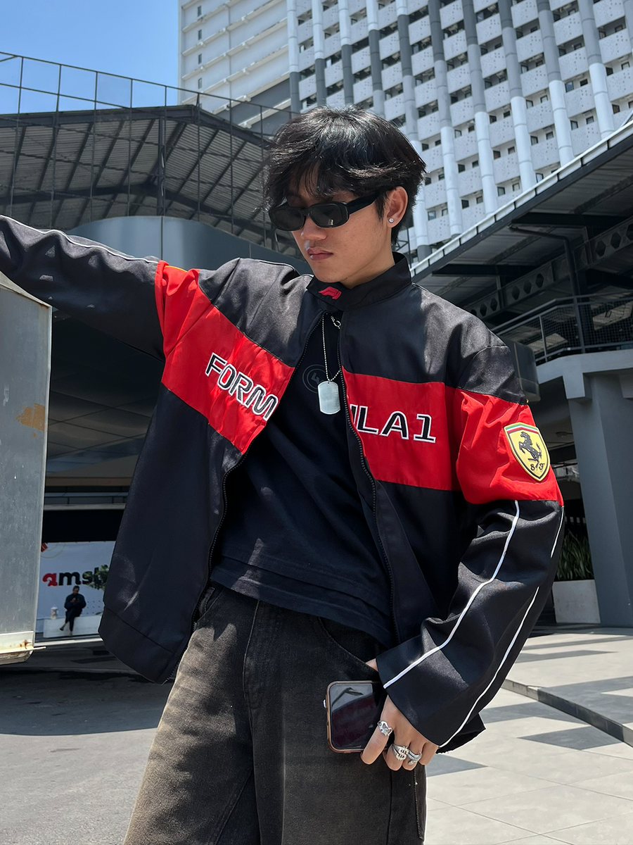 Unisex F1 Black & Red Racer Jacket