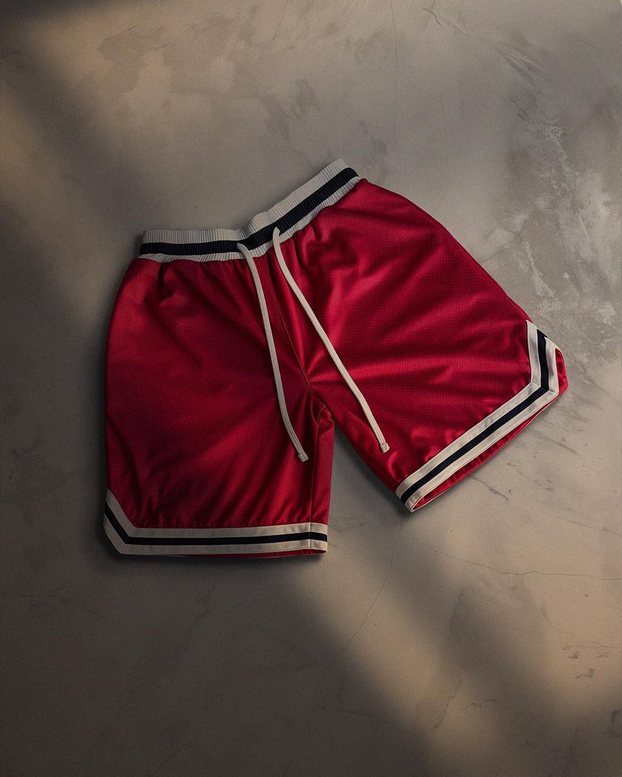 Red Unisex Mesh Shorts Athletic Basketball Shorts for Men