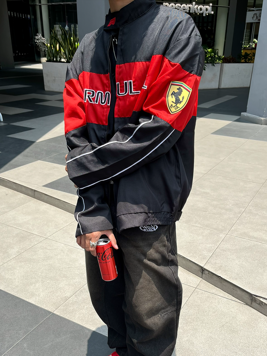 Unisex F1 Black & Red Racer Jacket