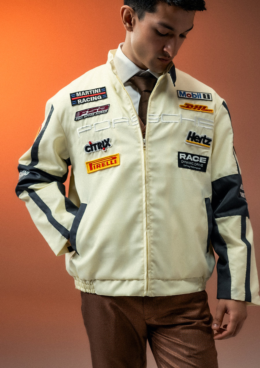 Unisex Apex Racer Beige & Grey Racer Jacket