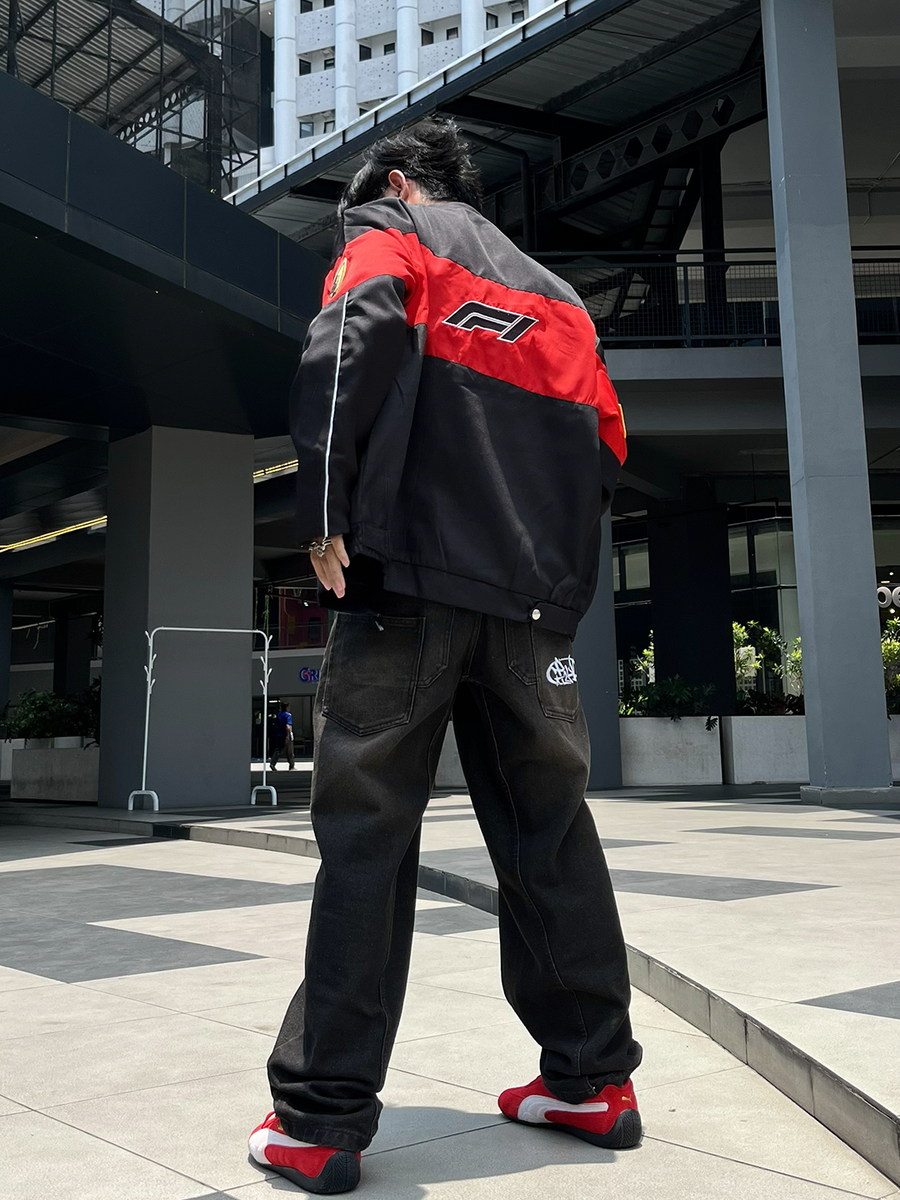 Unisex F1 Black & Red Racer Jacket