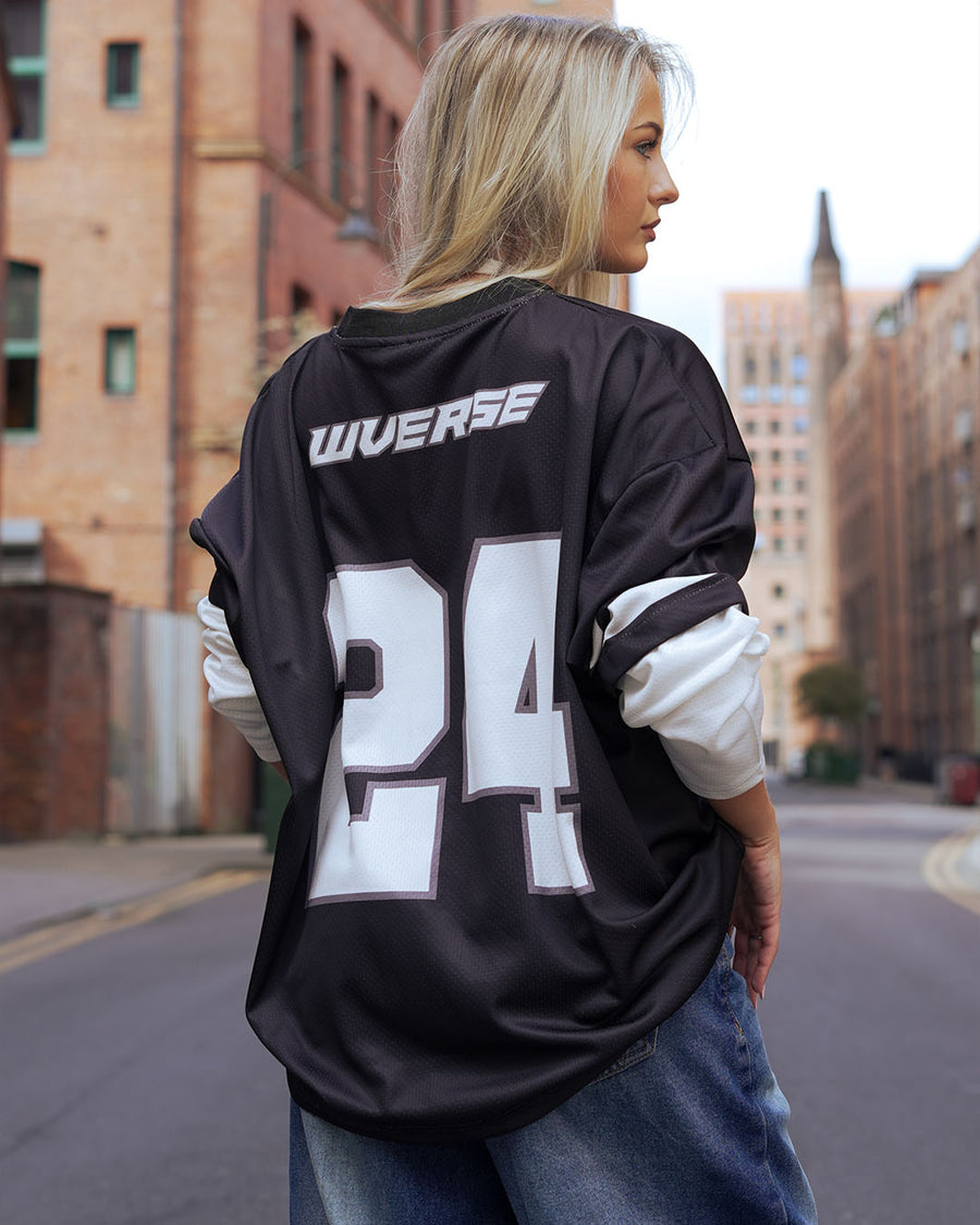 WVERSE NOIR: Black & White Oversized Streetwear Jersey