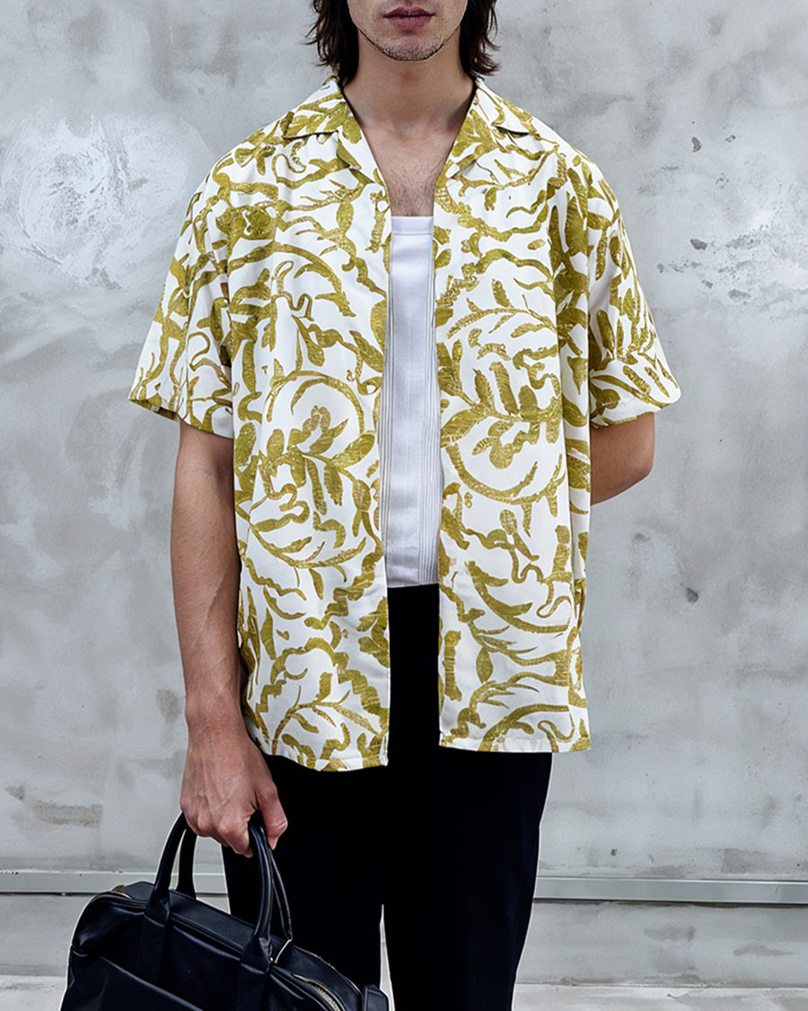 Tropical Palm Resort Collar Shirt