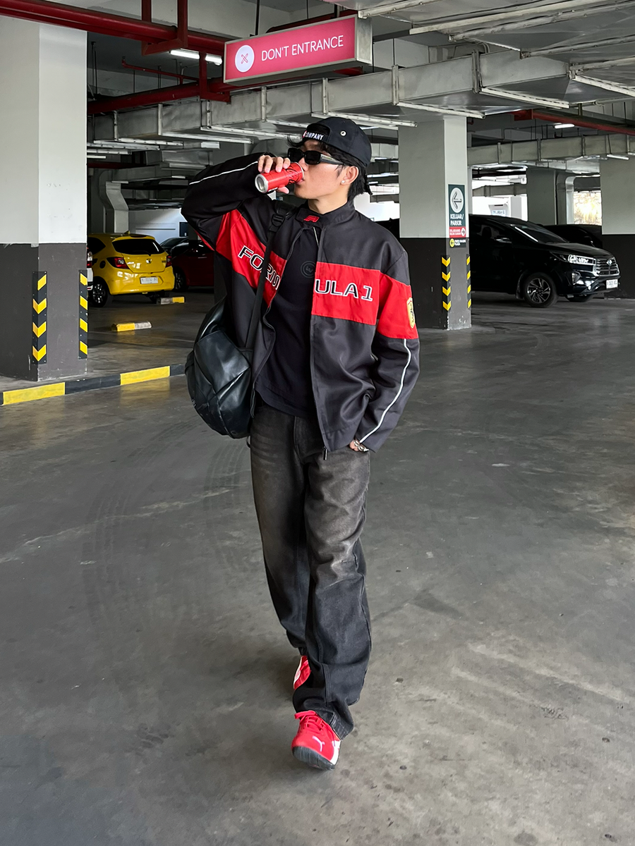 Unisex F1 Black & Red Racer Jacket