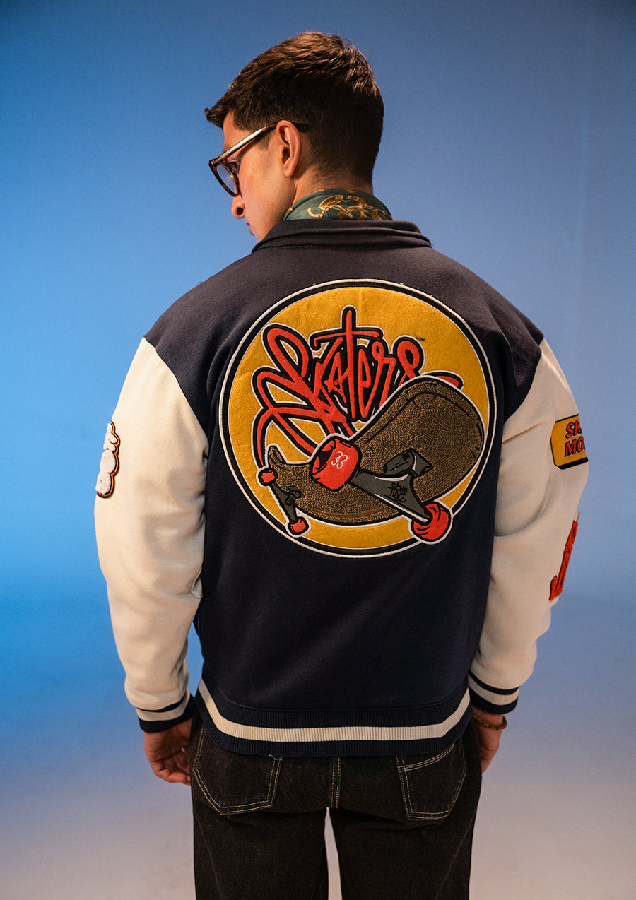 Unisex Skate Force Navy Blue Varsity Jacket