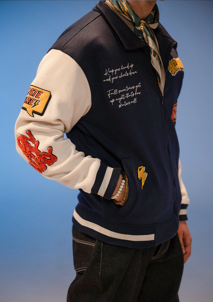 Unisex Skate Force Navy Blue Varsity Jacket