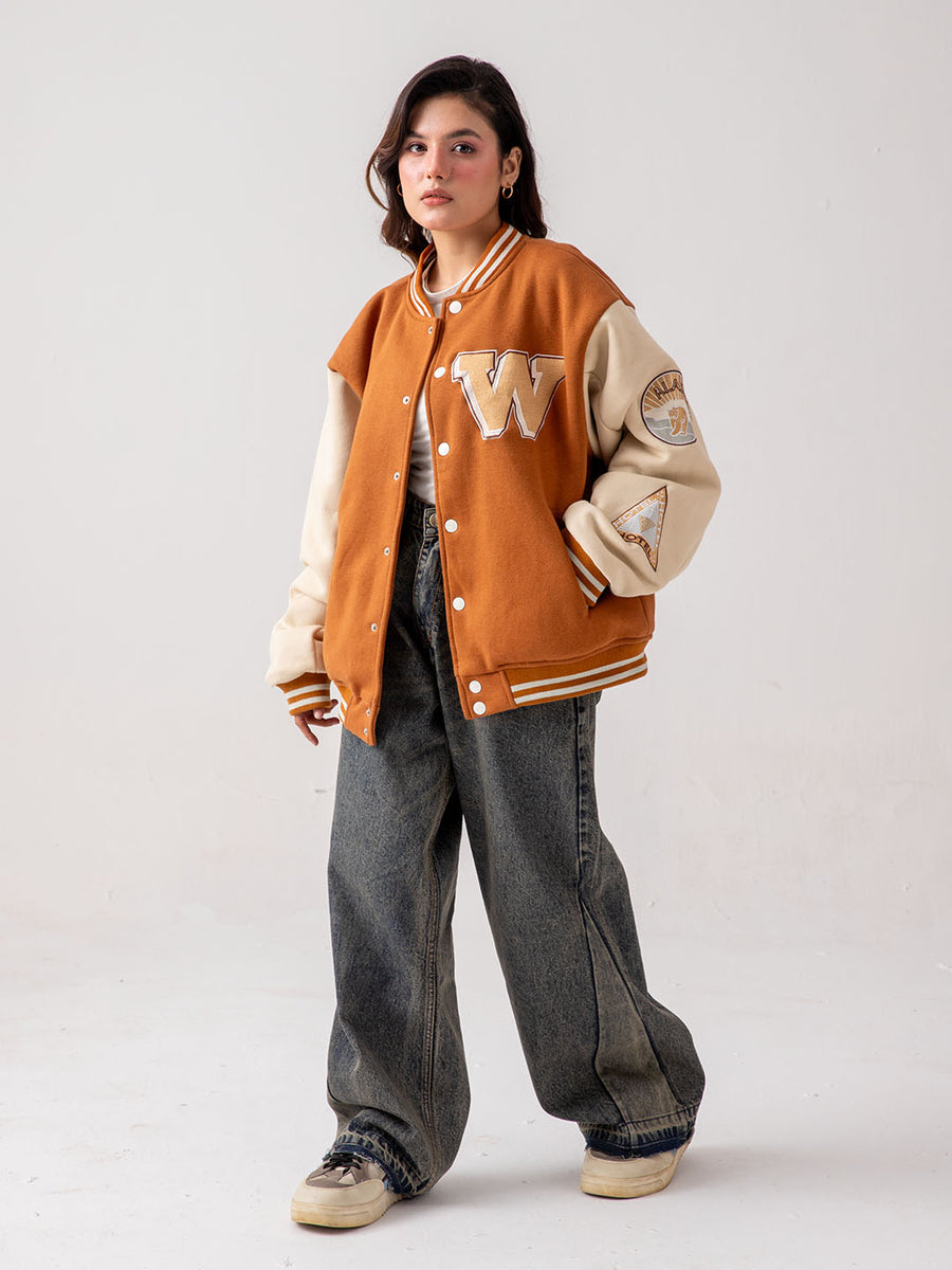 UNISEX - Brown Cherry Bomb Varsity Jacket