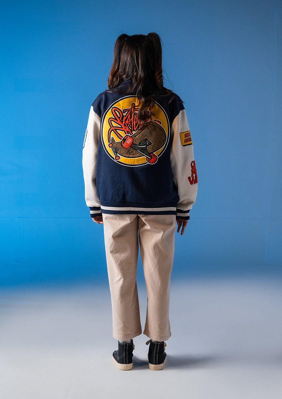 Unisex Skate Force Navy Blue Varsity Jacket