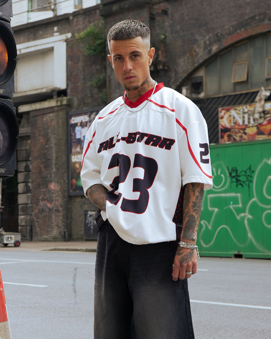 Starborn: Oversized Red & White All-Star Streetwear Jersey