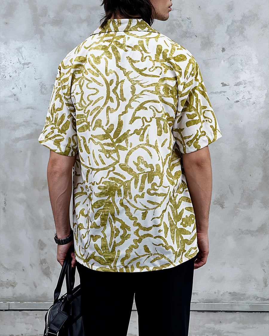 Tropical Palm Resort Collar Shirt