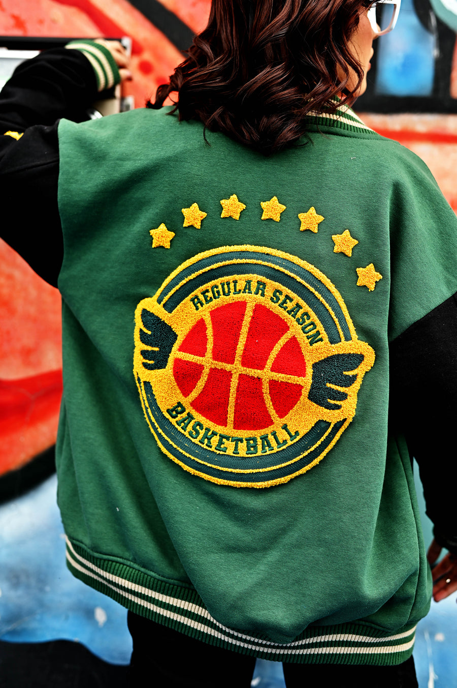 Basketball Breeze: Green & Black Varsity Jacket & Urban Edge Black Cargo Pants