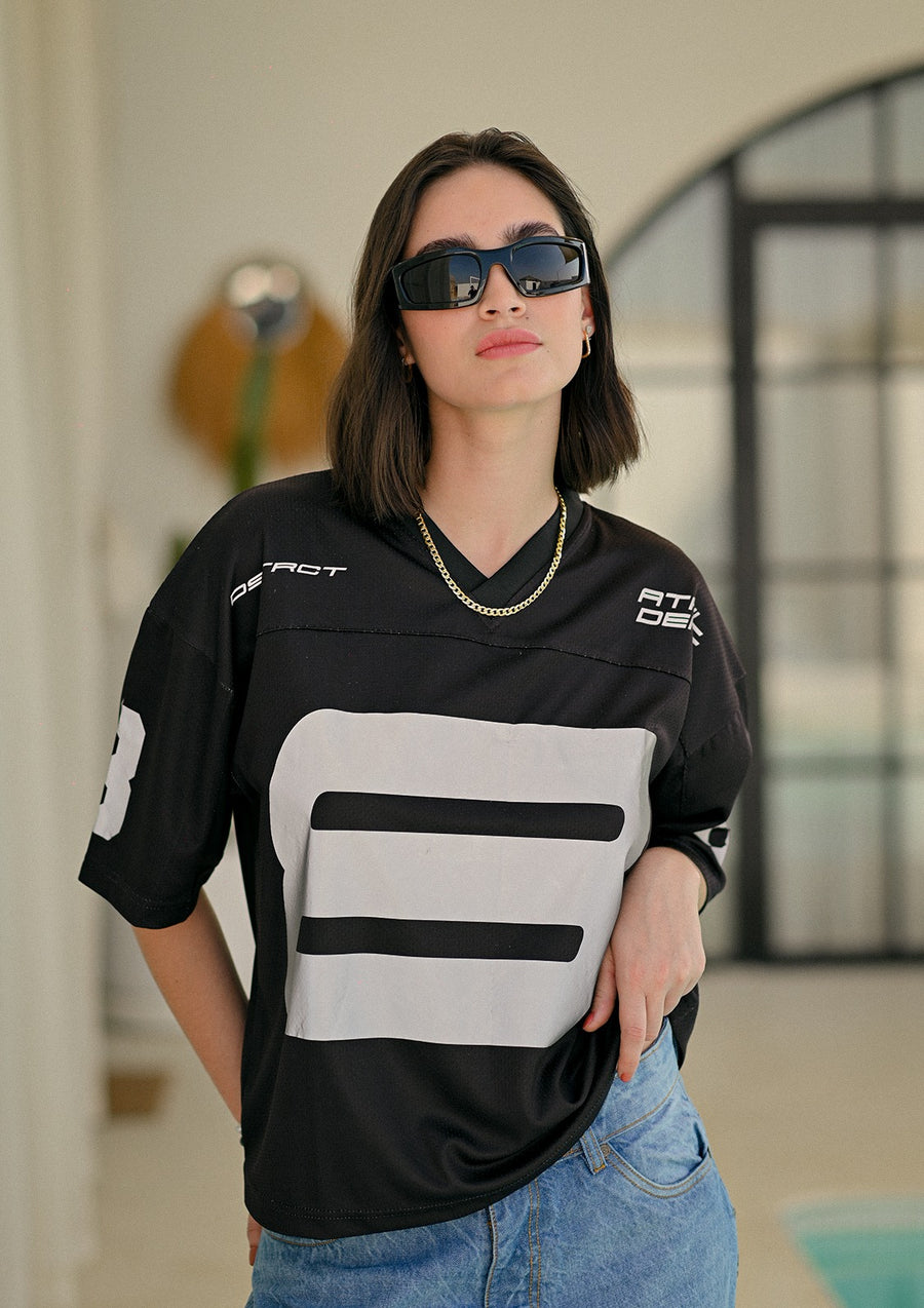 UNISEX - Noir Reflective Cropped Jersey