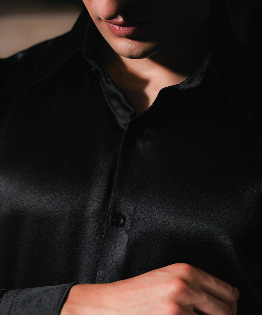Black Diamond Satin Shirt | Limited Edition Men's Fashion in Pakistan Weave Wardrobe Black Diamond Satin Shirt | Limited Edition Men's Fashion in Pakistan Weave Wardrobe