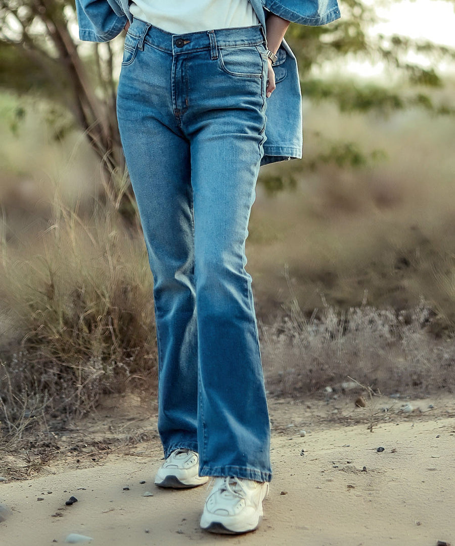 Women Flare light Wash Blue Denim Jeans | El Denim Vol. 1: Highway | Weave Wardrobe