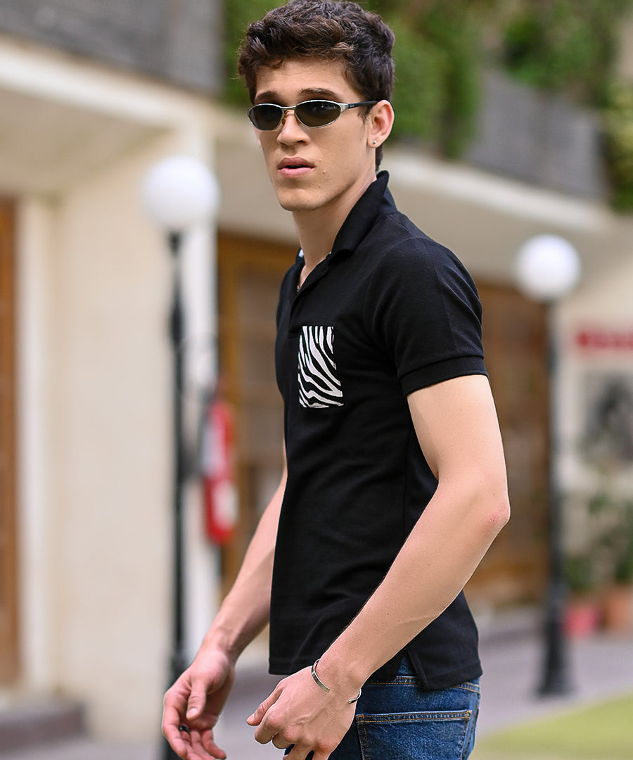 Black Polo with Zebra Pocket | Basics Vol. 1 | Polo for Men | Mens Fashion | Weave Wardrobe