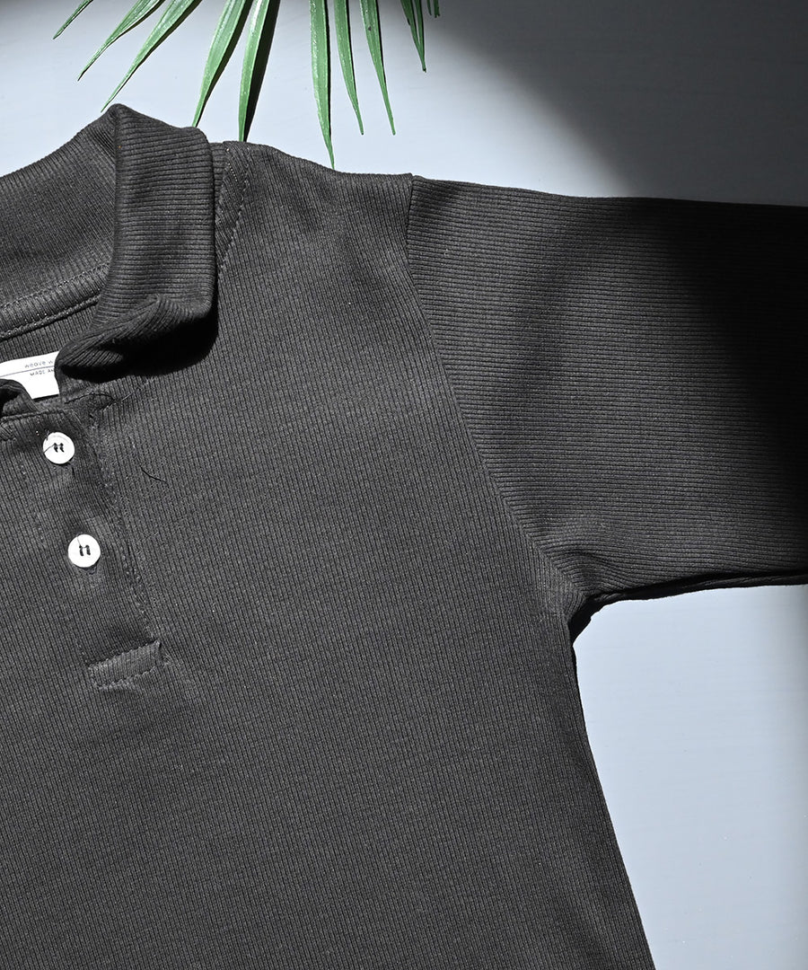 Black Ribbed Crop Polo | Crop Top | Weave Wardrobe
