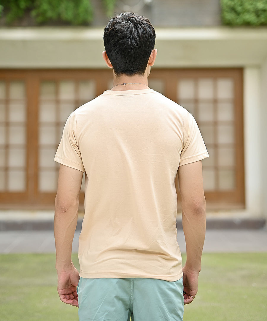 Beige Basic Single Pocket Tee |  Basics Vol. 1 | T-Shirts for Men | Mens Fashion | Weave Wardrobe