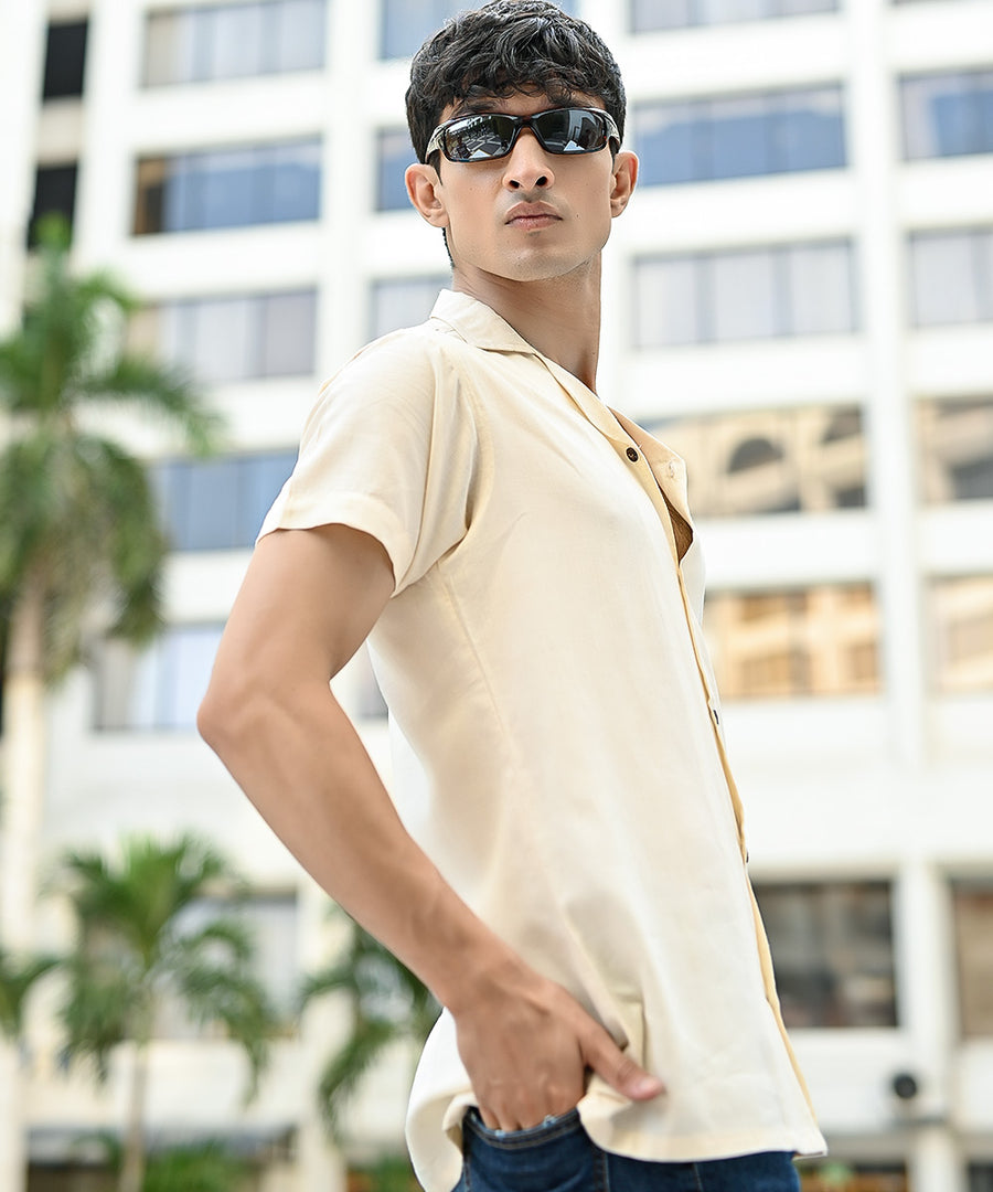 Milky White Basic Cuban Collar Shirt | Basics Vol. 1 | Shirts for Men | Mens Fashion | Weave Wardrobe
