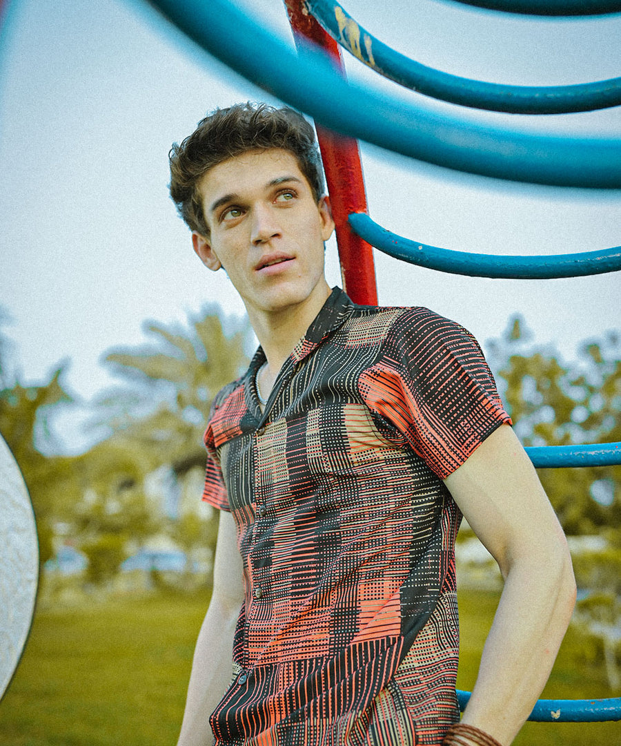 The Blocks | Digital Printed Cuban Collared Shirt | Weave Wardrobe
