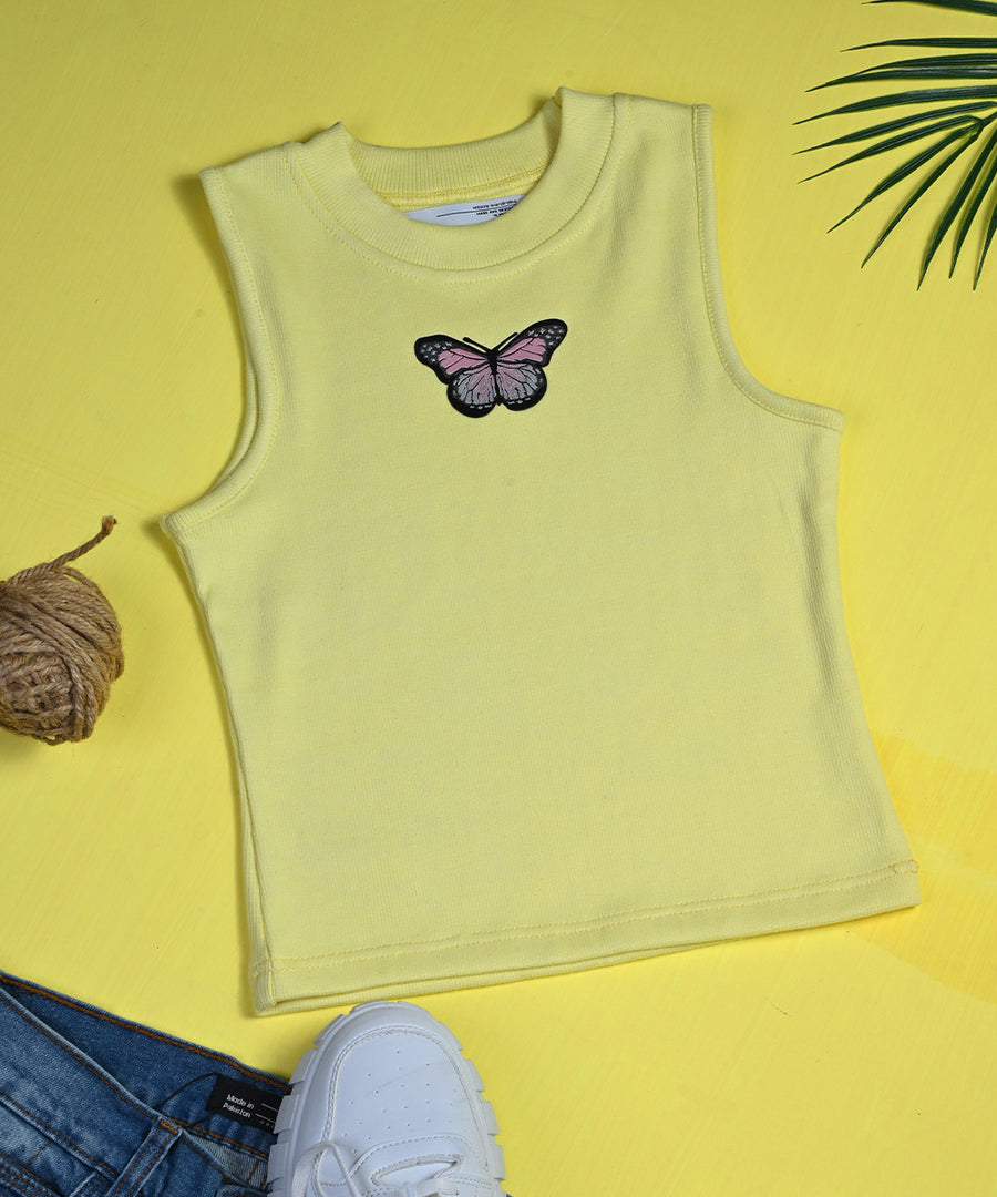Lime Butterfly Sleeveless Top | Tank Tops | Weave Wardrobe