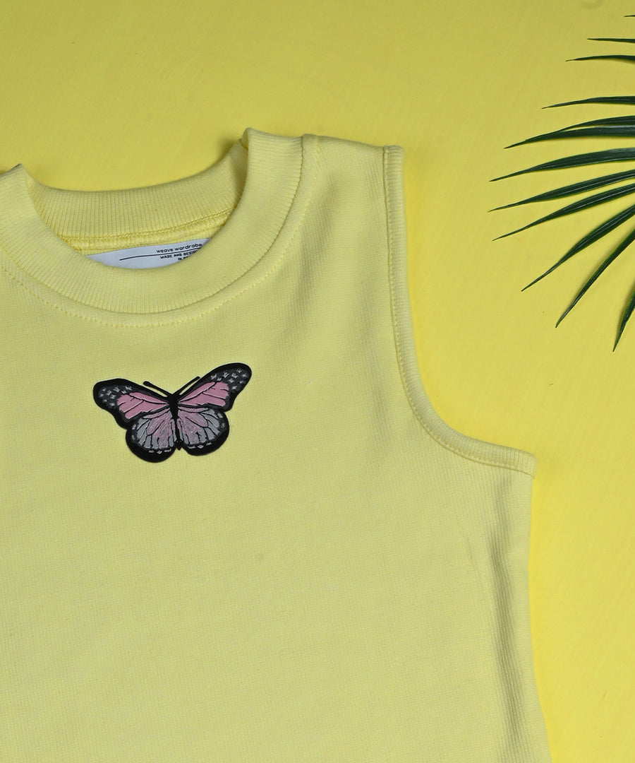 Lime Butterfly Sleeveless Top | Crop Tops | Weave Wardrobe