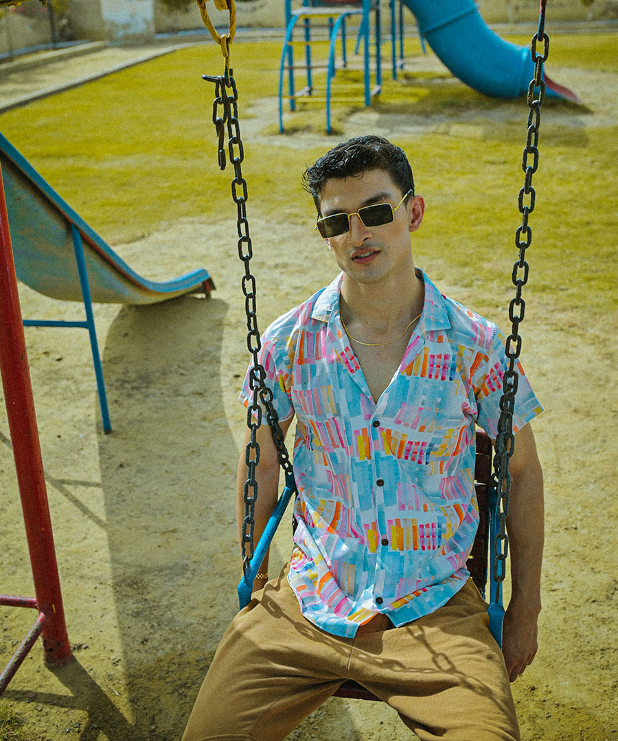 The Splash | Digital Printed Cuban Collared Shirt | Weave Wardrobe